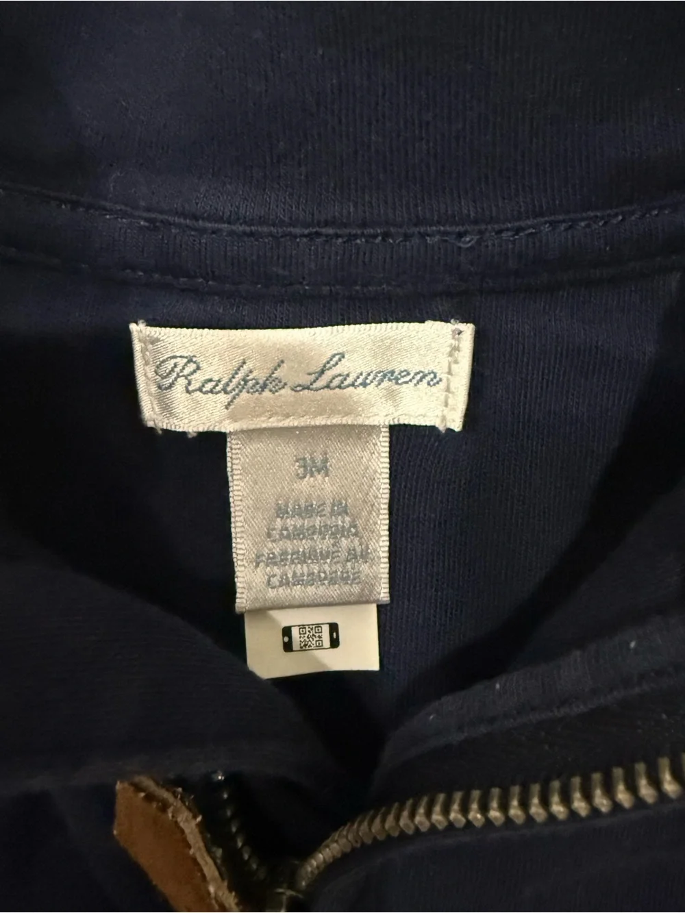 Ralph Lauren Navy Half-Zip Cotton Pullover for Baby| 3m